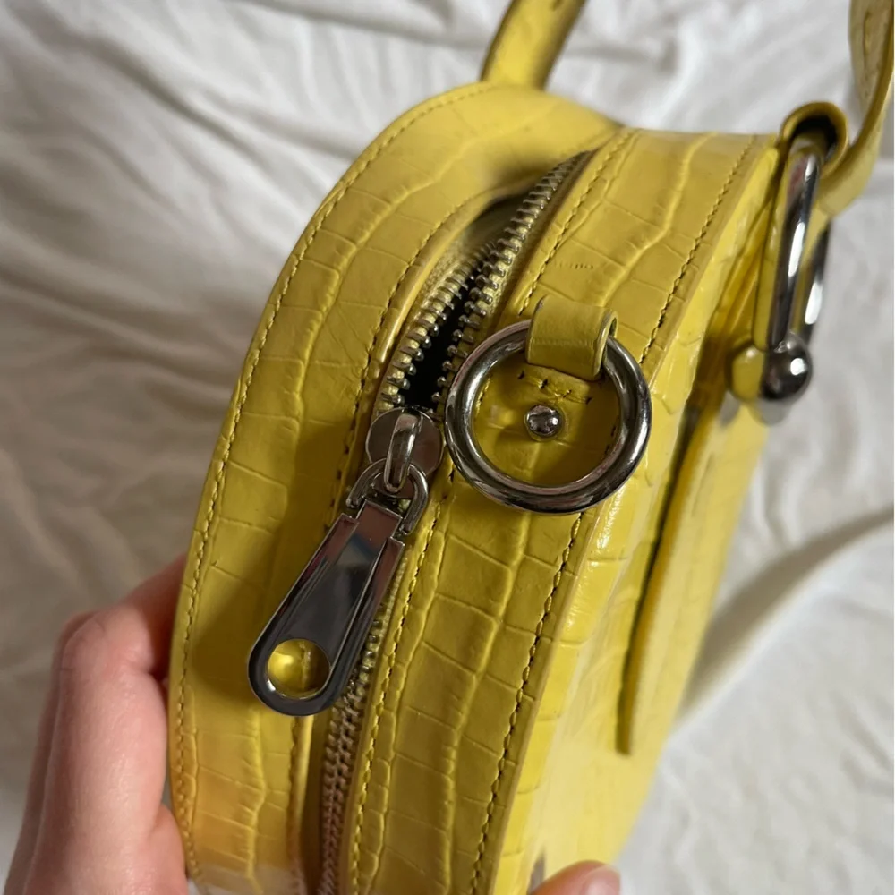 Rebecca Minkoff Yellow Croc Embossed Leather Kate Circle Bag Crossbody - Picture 5 of 10